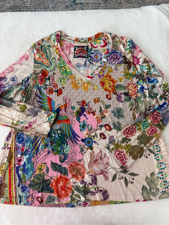 Johnny Was Tops - Johnny Was Bamboo Floral Colorful Long Sleeve Blouse Size Large E06